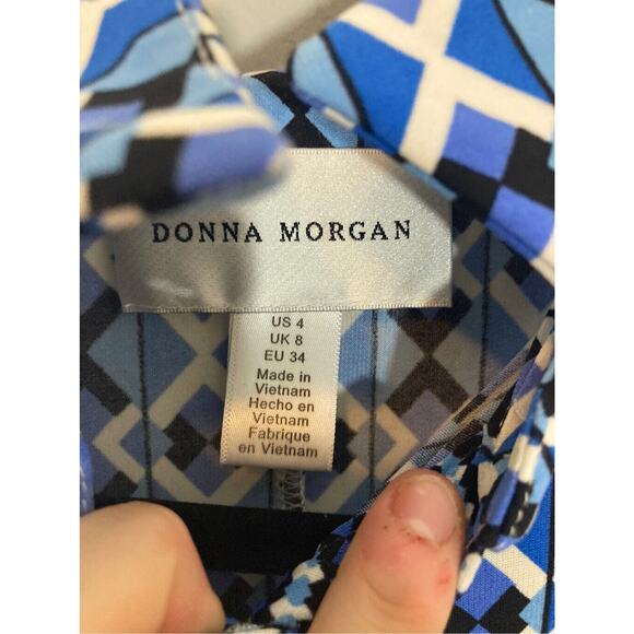 Donna Morgan Tribal Print 60's Housewife Fit and  Wrap Flare Dress - Picture 5 of 6